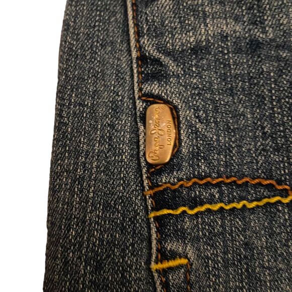 Pepe London 73 Patchwork Flared Jeans Women Size 30 x 31 Blue Denim Vintage Y2K - Picture 10 of 13